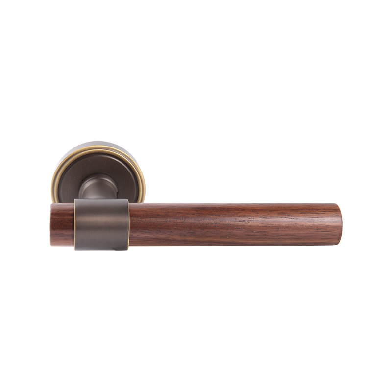 101-212 Log style minimalist indoor walnut wood door handle split door lock 101-212 Log style minimalist indoor walnut wood door handle split door lock