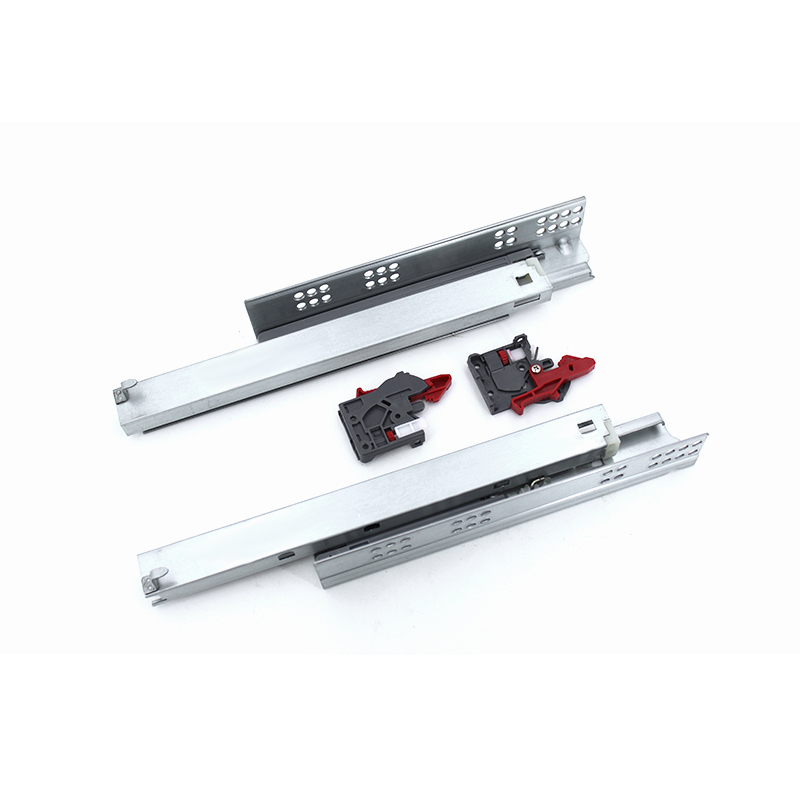 Three-section buffer rebound damping hidden cabinet drawer bottom support slide